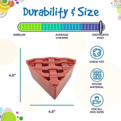 Cherry Pie Nylon Dog Chew durable nylon dog chew toy for aggressive chewers, USA made, 4.5-inch pie slice design with treat holder