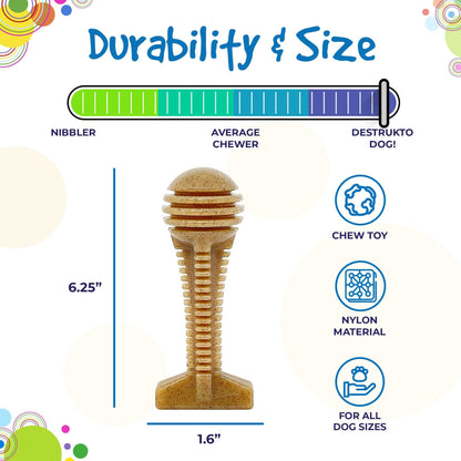 Honey Bone Dental Tower durable nylon chew toy for aggressive chewers, 6.25 inches, promotes dental health and mental enrichment