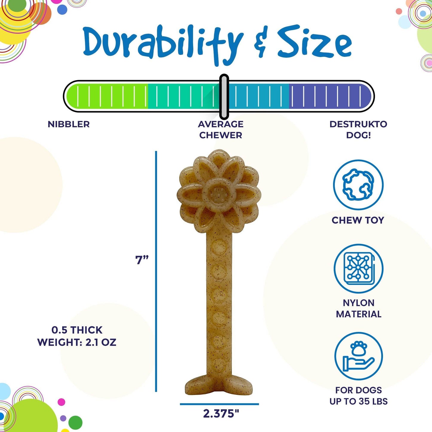 Flower Tower Nylon Chew -Durable Enrichment Toy for Aggressive Chewers
