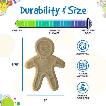 Gingerbread Man Nylon Dog Chew Toy - Indestructible Holiday Dog Toy