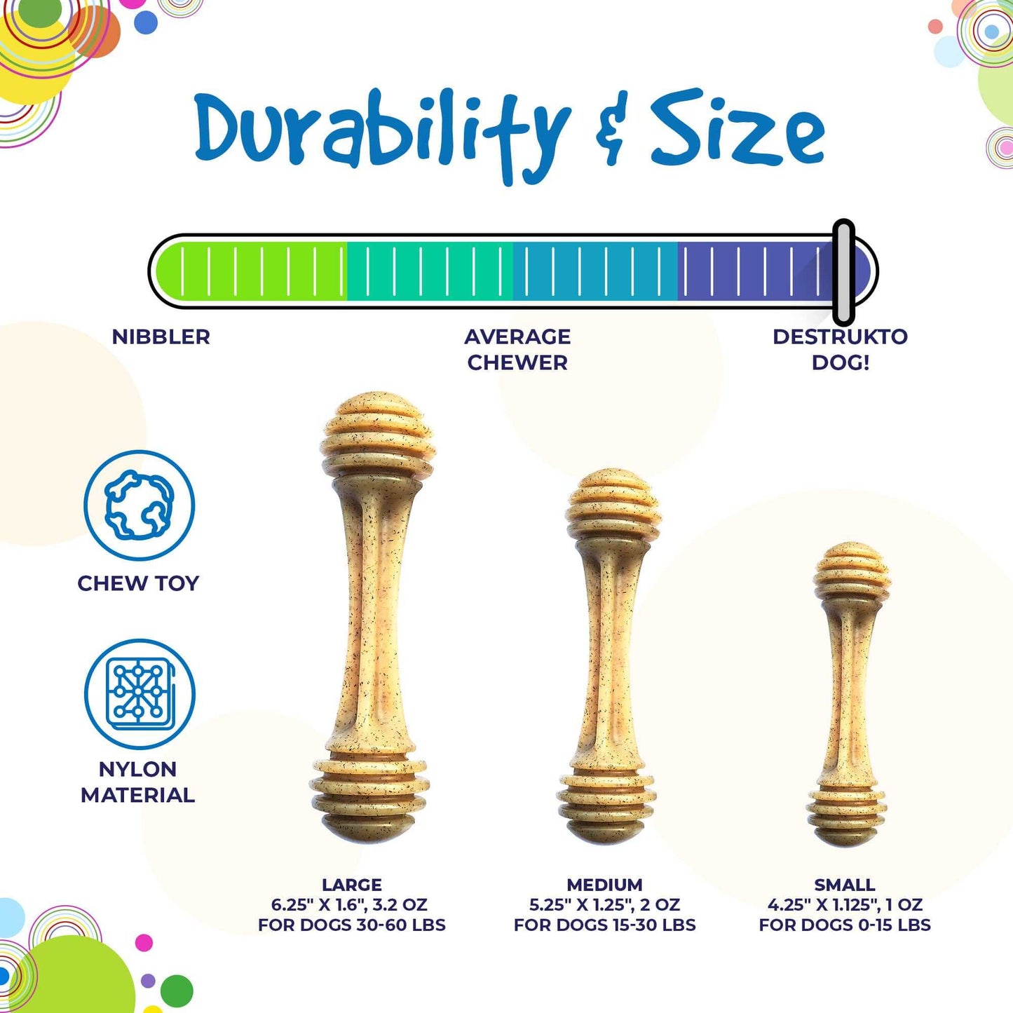 Honey Bone eChew Ultra Durable Nylon Dog Chew Toy - For Heavy Chewers