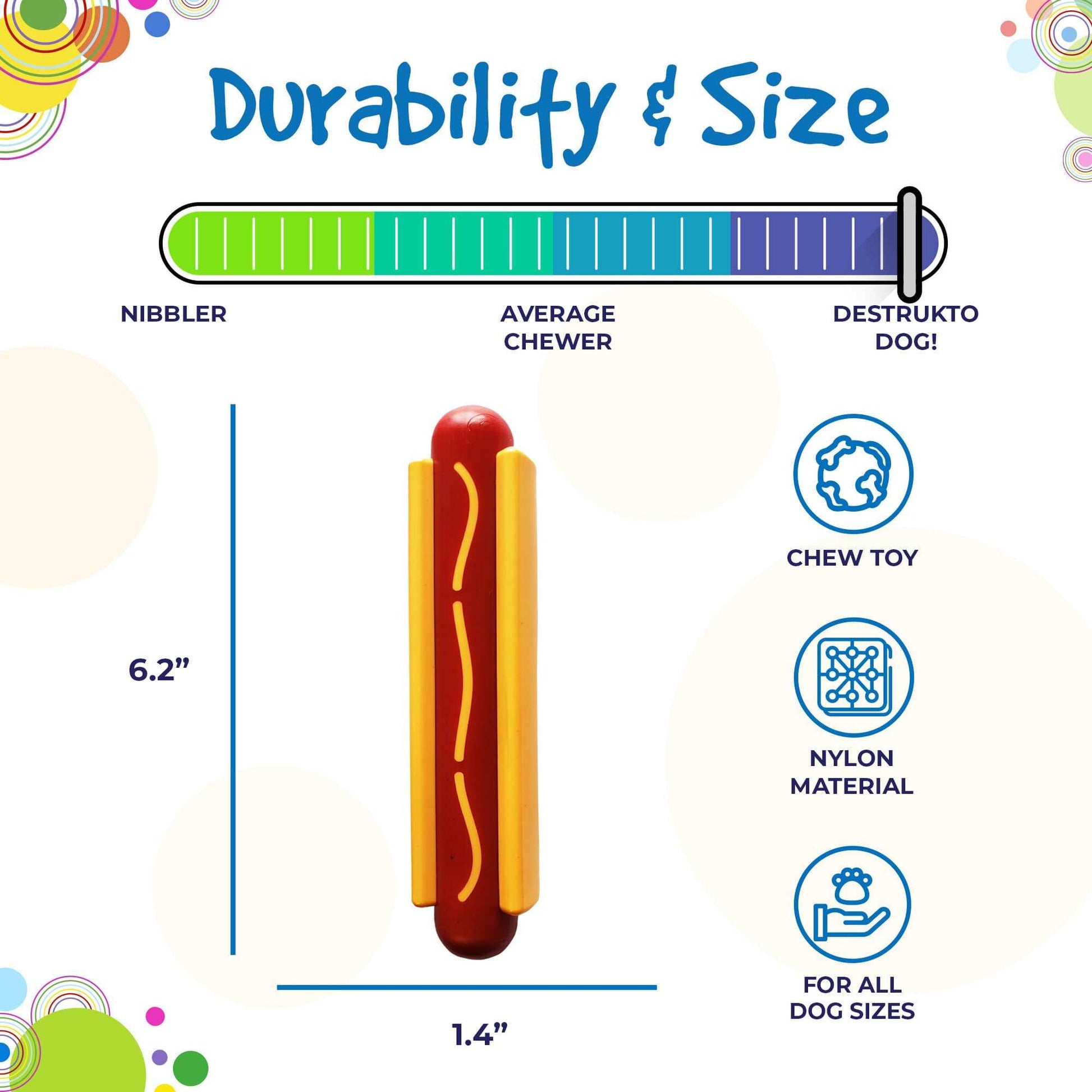 Hot Dog Nylon Dog Toy: Indestructible Chew for Aggressive Dogs in USA