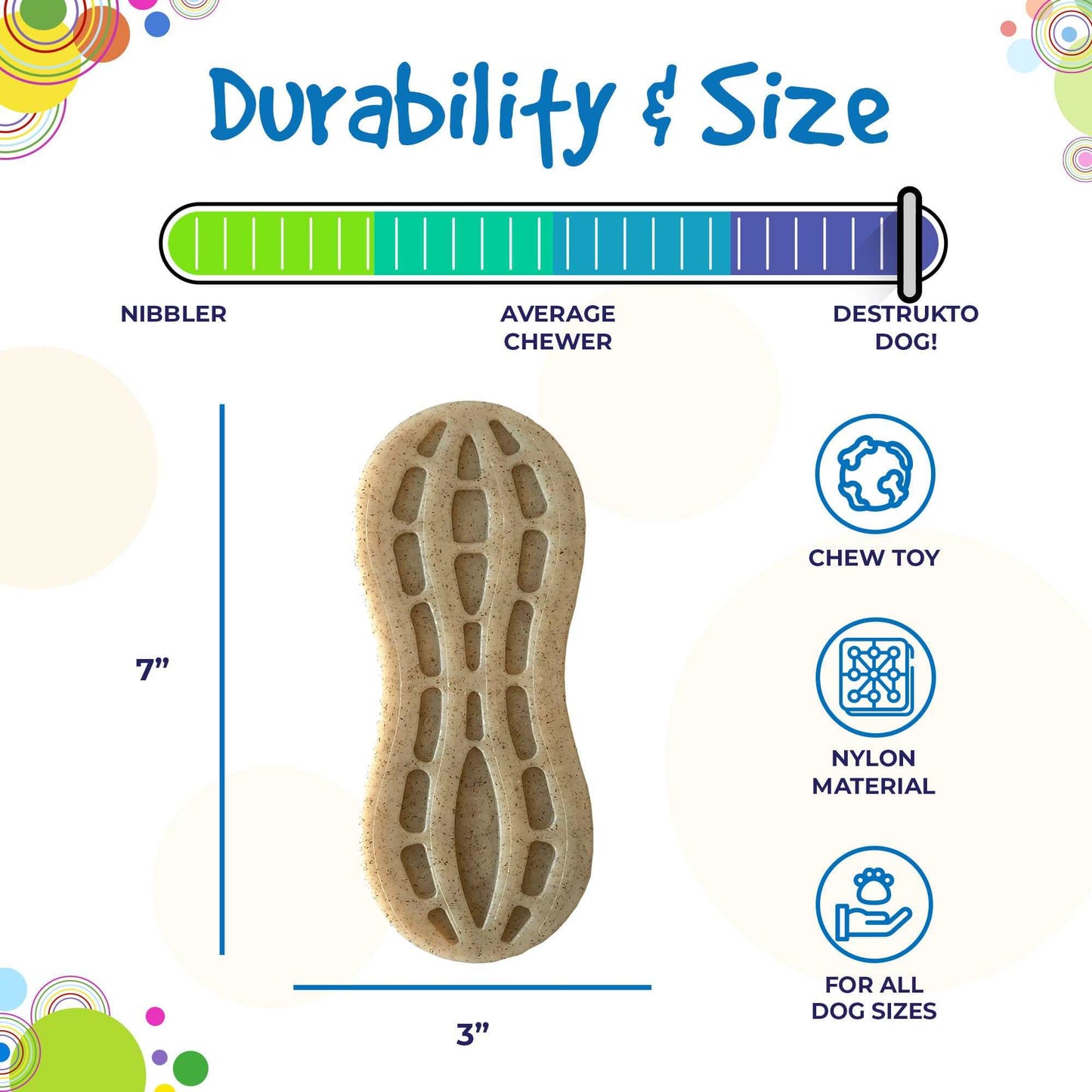 Peanut Nylon Dog Chew Toy – Safe, Ultra-Durable for Aggressive Chewers