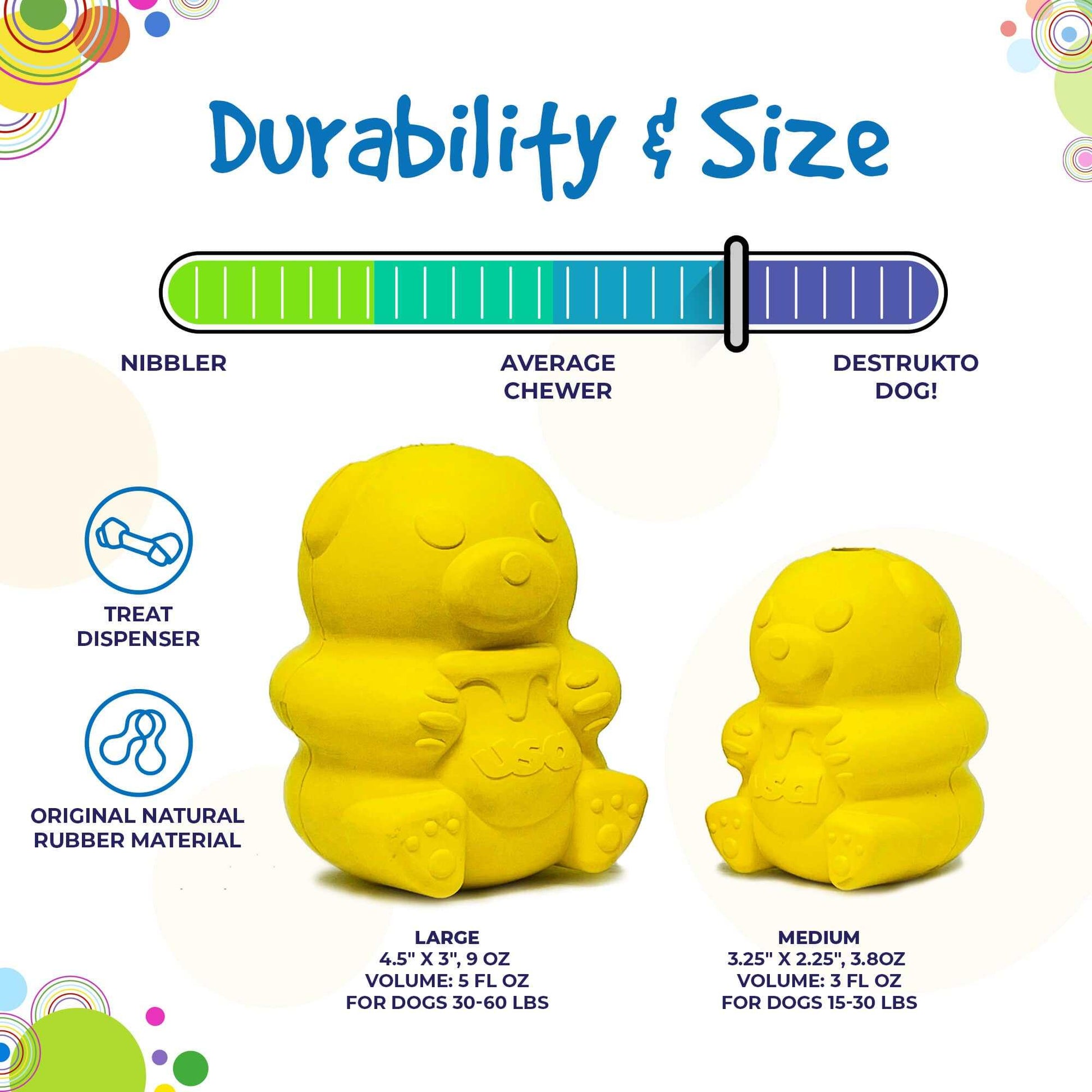 Honey Bear eDispenser durable natural rubber dog treat dispenser chew toy for medium and large dogs