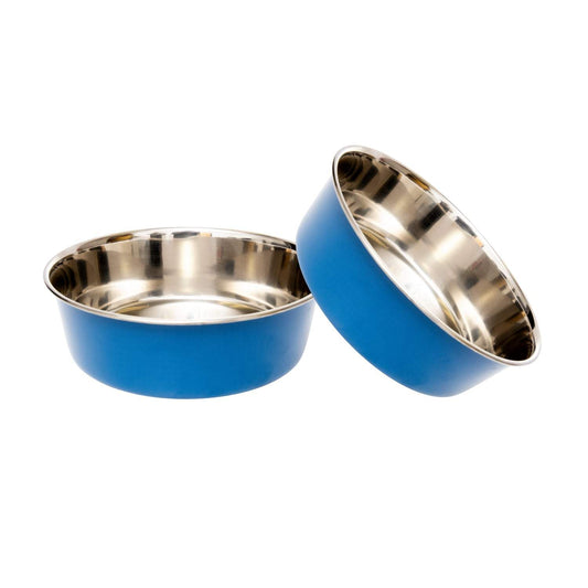 Country Living Set of 2 Heavy Gauge Stainless Steel Dog Bowls –Durable