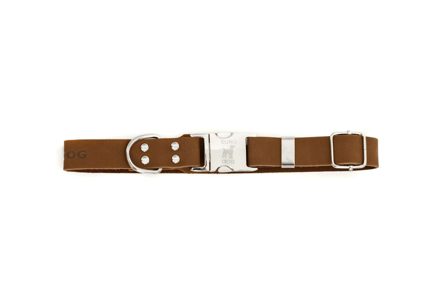 Modern Style Quick-Release Earth Brown Leather Dog Collar Stylish Pups