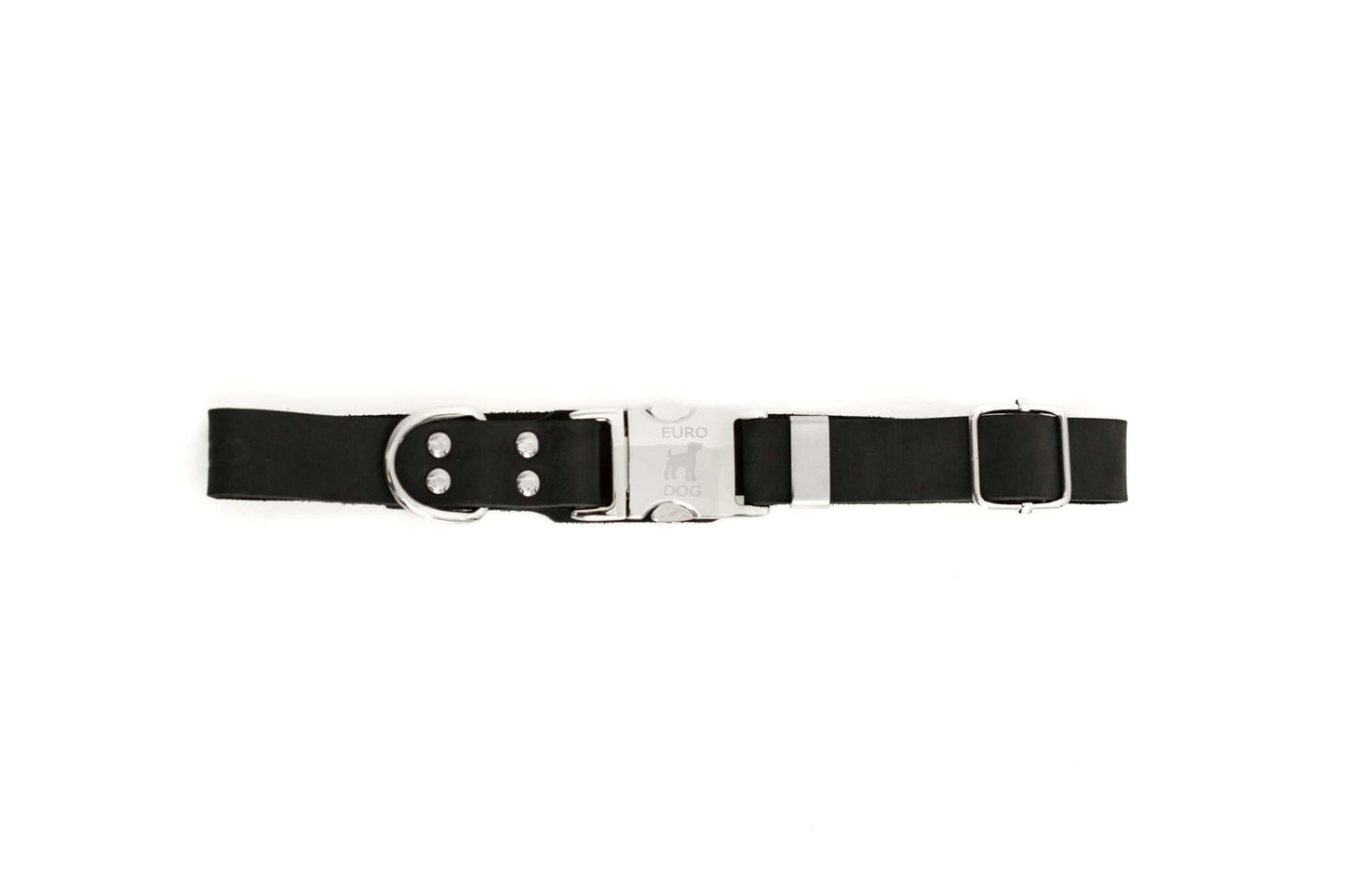 Modern Style Quick-Release Midnight Black Leather Dog Collar -USA Made