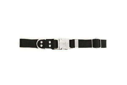 Modern Style Quick-Release Midnight Black Leather Dog Collar -USA Made