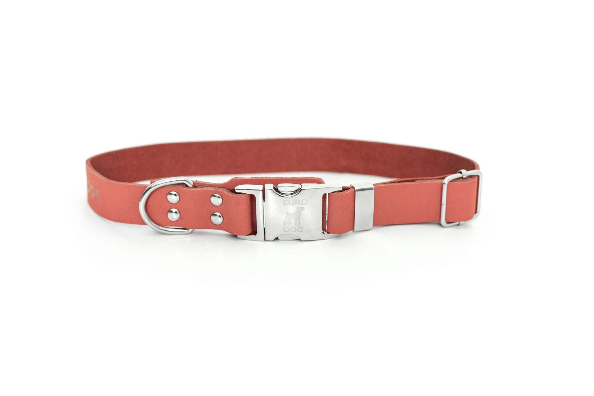 Modern style quick-release coral reef leather dog collar with steel buckle and D-ring