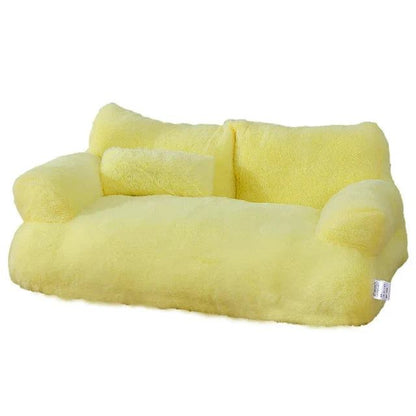 Luxury plush cat bed sofa with pillow for small and medium pets