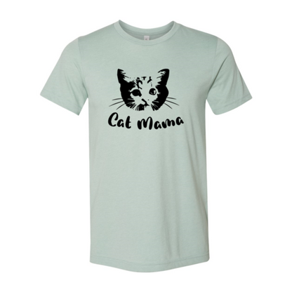 Cat Mama T-Shirt with black cat graphic on soft cotton Bella Canvas fabric