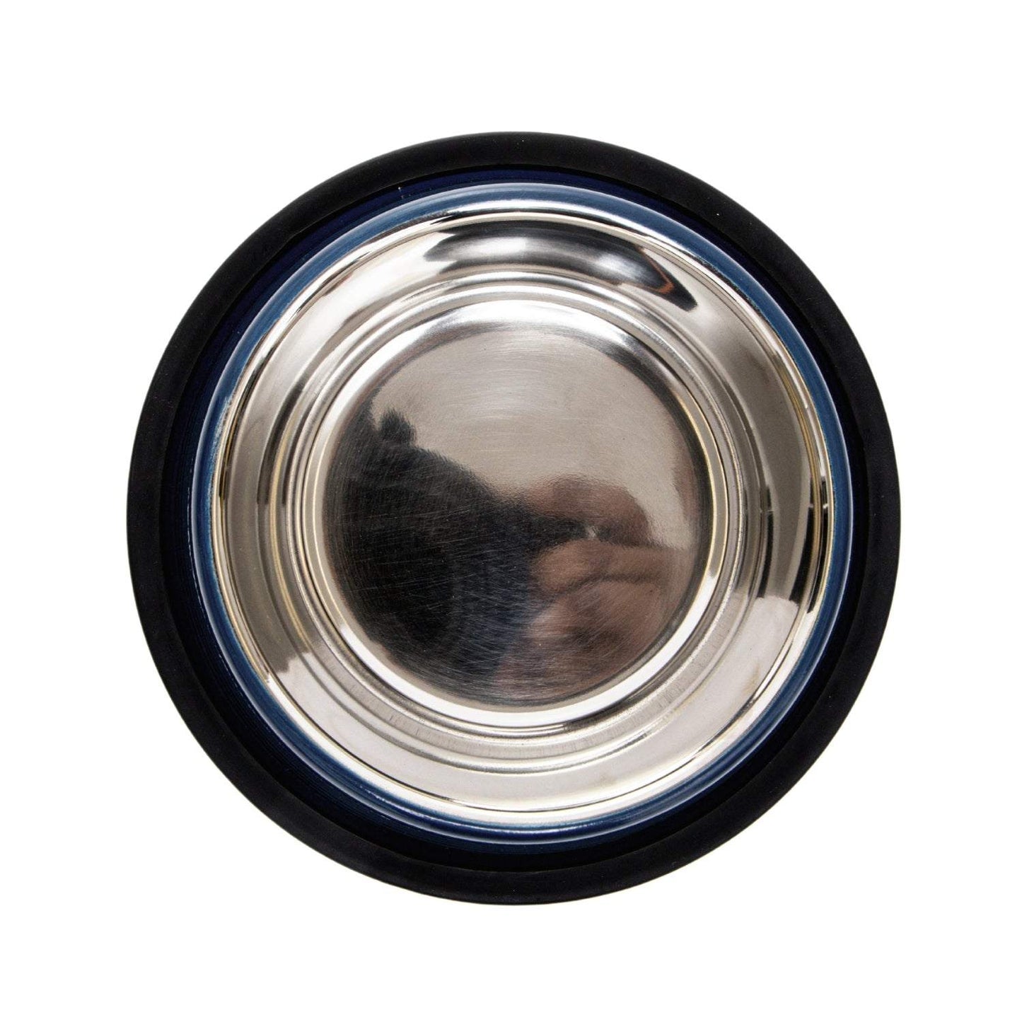 Country Living Set of 2 Ribbed Non-Slip Pet Bowls in Poseidon Blue with stainless steel interior and rubberized base