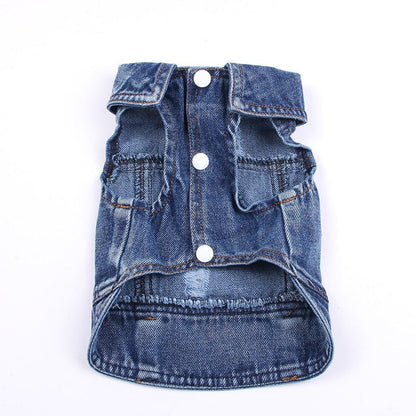 Dog Jean Jacket - Stylish Blue Denim Pet Coat & Vest for Small Dogs