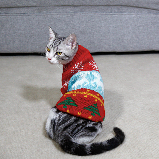Christmas High-Collar Pet Sweater