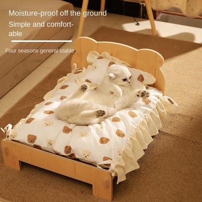 Cat Bed Universal Pet Bed Pet Nest Dog Nest Removable Solid Wood Bed