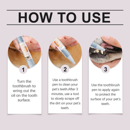 Pet Toothbrush Pen for dogs and cats with tartar removal and fresh breath cleaning solution
