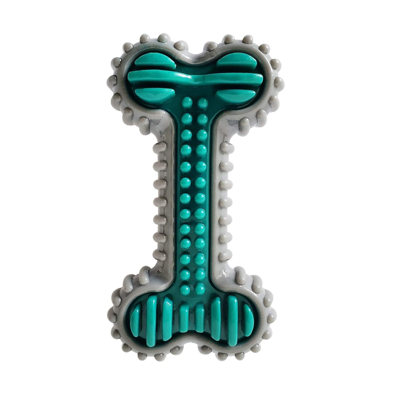 TPR Dental Bone chew toy for dogs with textured ridges and nubs promoting oral health and safe chewing