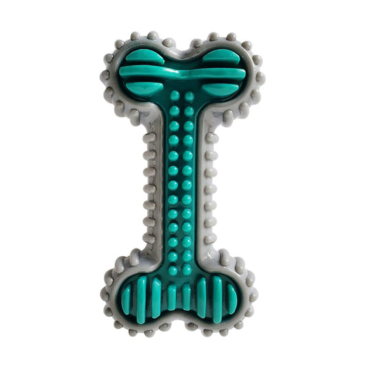 TPR Dental Bone chew toy for dogs with textured ridges and nubs promoting oral health and safe chewing