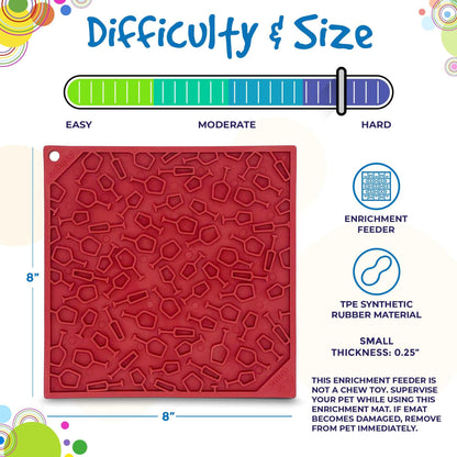 Vino Dog eMat enrichment lick mat with wine-inspired grape and vine texture, 8-inch red TPE synthetic rubber design for dogs and cats.