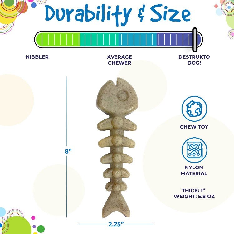 Fish Bone Nylon Dog Toy for Aggressive Chewers | USA Made Durable Chew