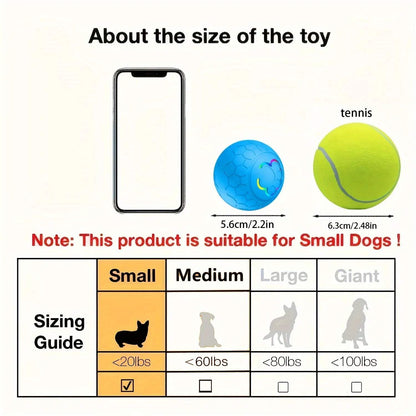Interactive pet toy ball for small dogs, rechargeable, bite resistant, automatic bouncing with RGB LED lights