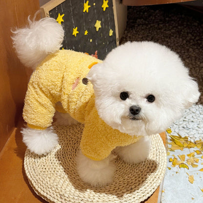 Pet Little Yellow Chicken Four-Legged Outfit Small Puppy Dog Clothes