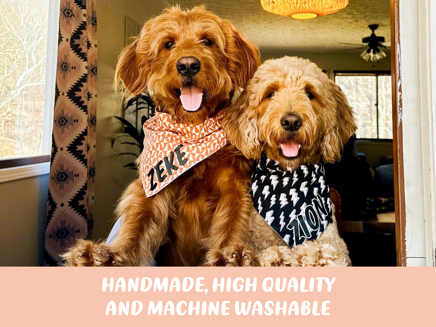 Orange Navy Plaid Dog Bandana - Stylish and Adjustable for Your Pup