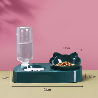 Space-saving plastic pet bowls with moisture-proof design and automatic water dispenser for cats and dogs