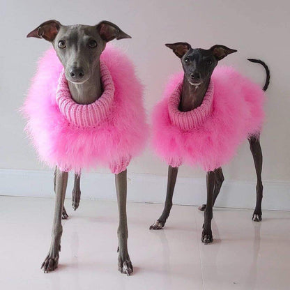 Haute Couture Feathered Luxury Pet Sweater: Stylish Warm Pet Clothes