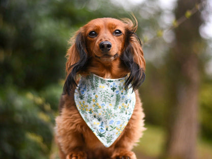 Navy Garden Party Dog Bandana - Stylish and Adjustable for Your Pup