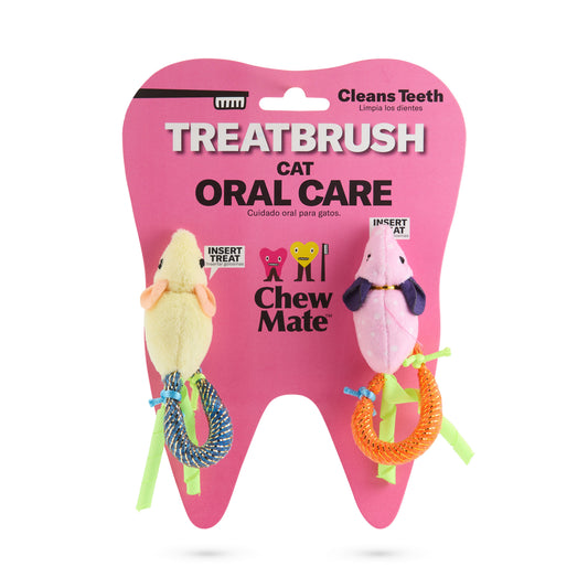 Plush Oral Care Floss & Treat Toothbrush Toy for Cats (2-Pack)