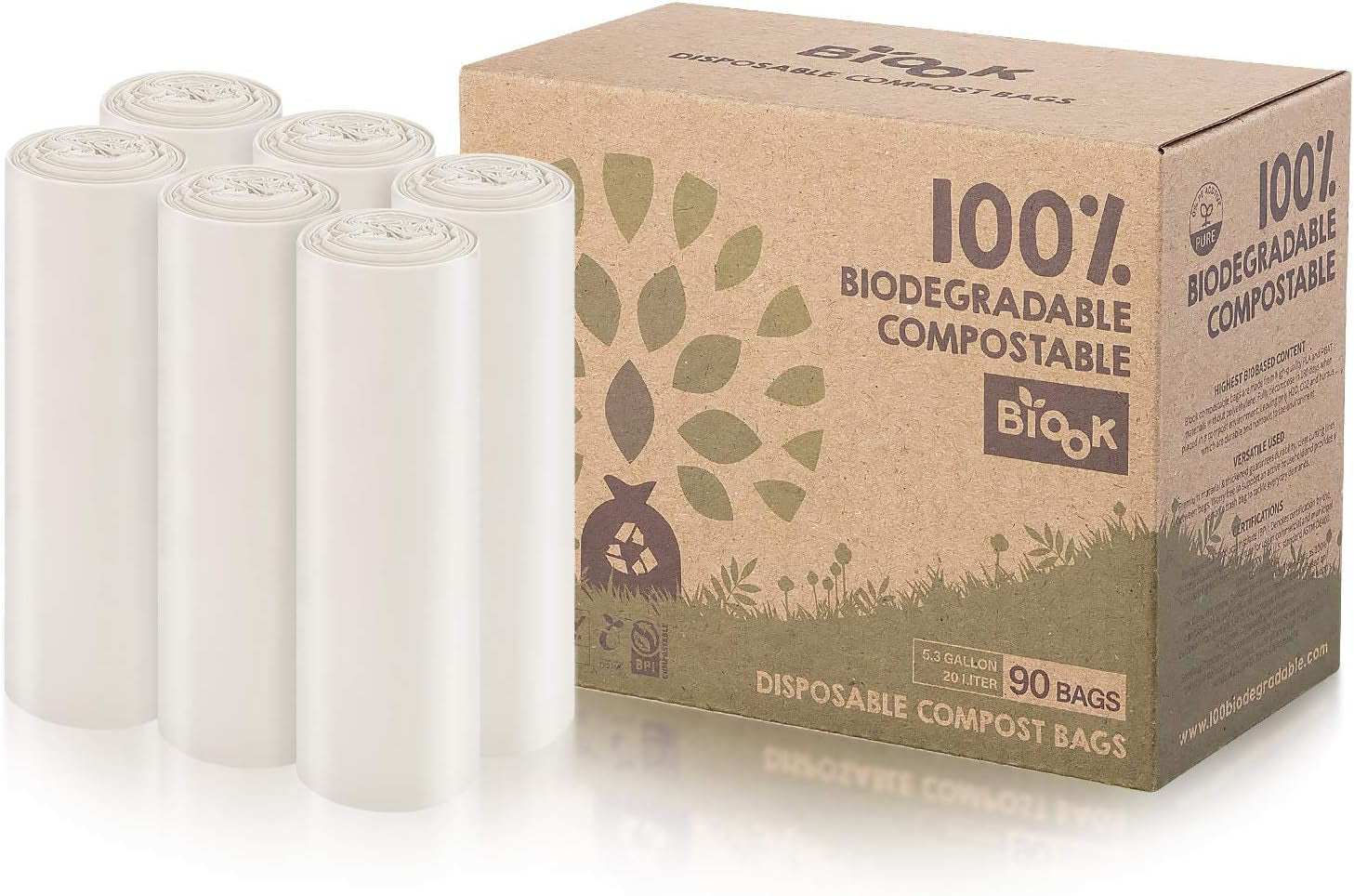 BIOOK Compostable Dog Poop Bags eco-friendly leak-proof certified compostable biodegradable pet waste bags