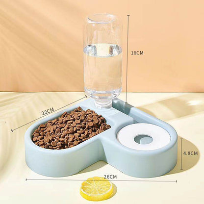Space-saving plastic pet bowls with moisture-proof design and automatic water dispenser for cats and dogs