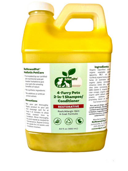 4-Furry Pets Restorative 2-in-1 natural pet shampoo and conditioner for rash and allergic skin types in dogs and cats