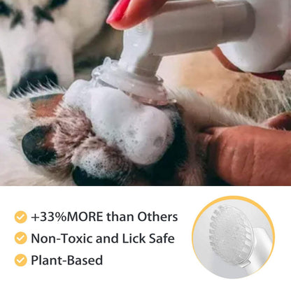 Pet paw cleaner with coconut oil and silicone brush for dog and cat paw care