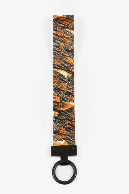 Foxes in Fall autumn-inspired wristlet keychain with vibrant fox design and sturdy black ring