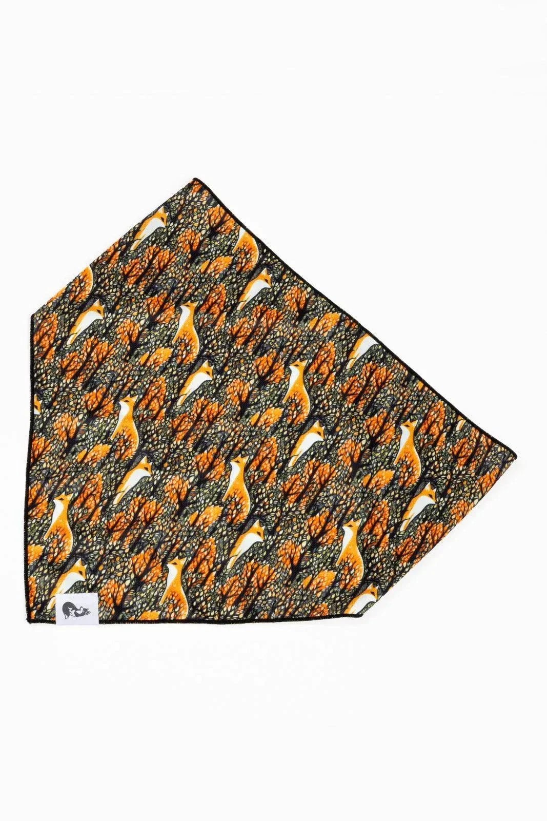 Foxes in Fall dog bandana with autumn fox pattern and matching keychain set