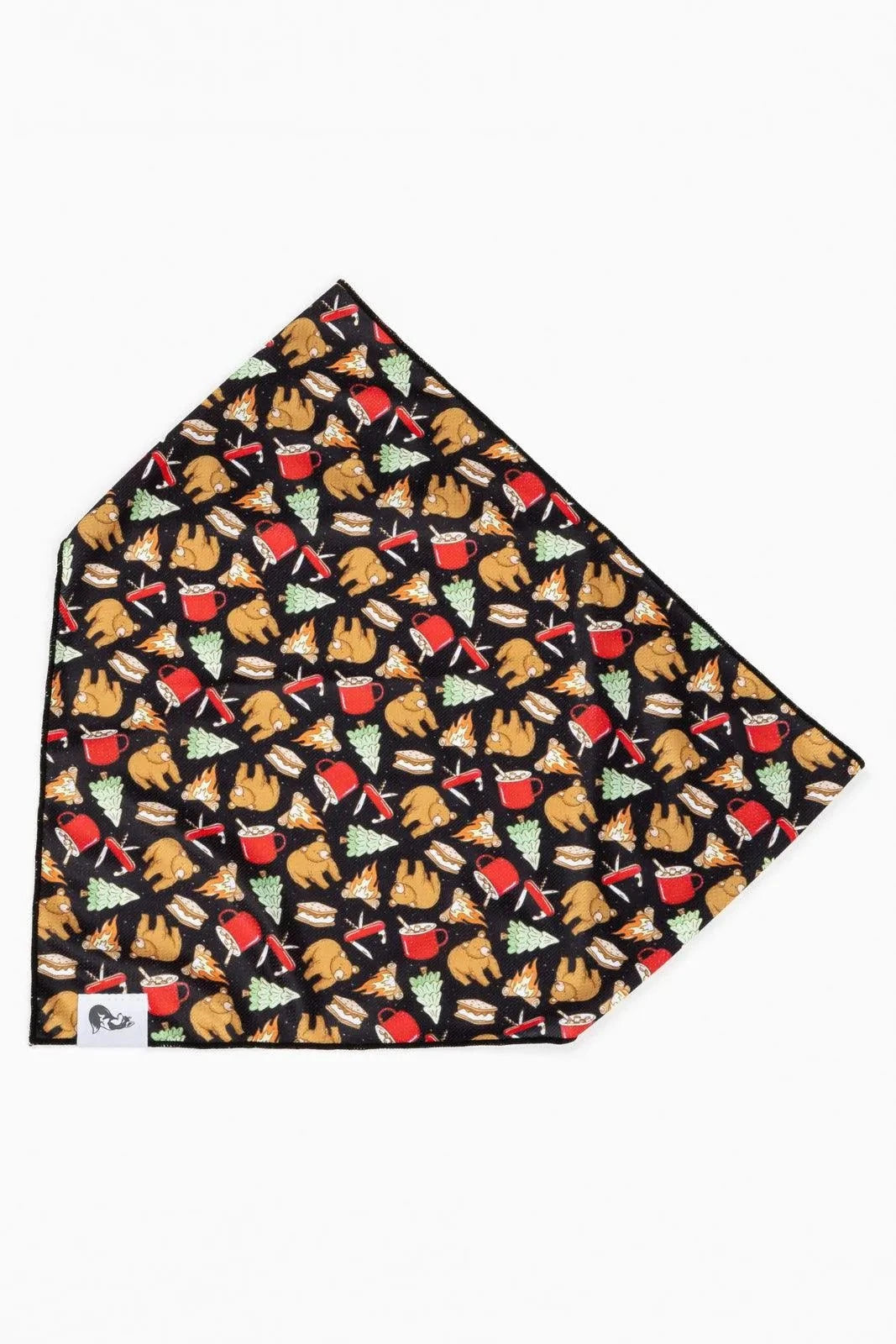 Woodland Tales Dog Bandana with hiking and camping pattern, lightweight breathable quick-drying fabric