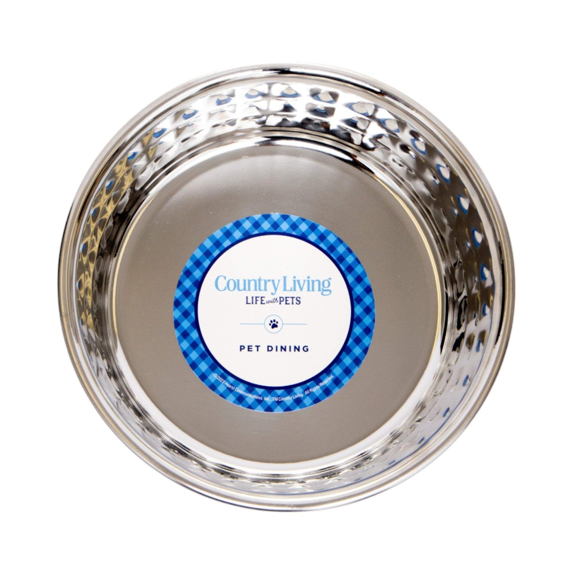 Country Living Set hammered stainless steel dog bowl with rose quartz finish, 64oz for extra large breeds