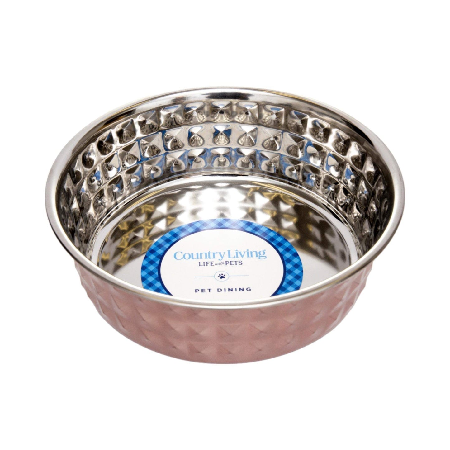Country Living Set hammered rose quartz stainless steel dog bowl for extra large breeds 64oz