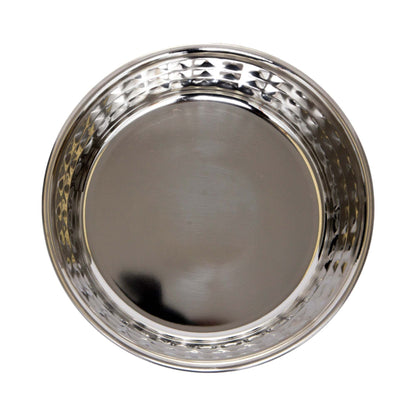 Country Living Set hammered stainless steel dog bowl with rose quartz finish, 64oz capacity, ideal for extra large breeds.