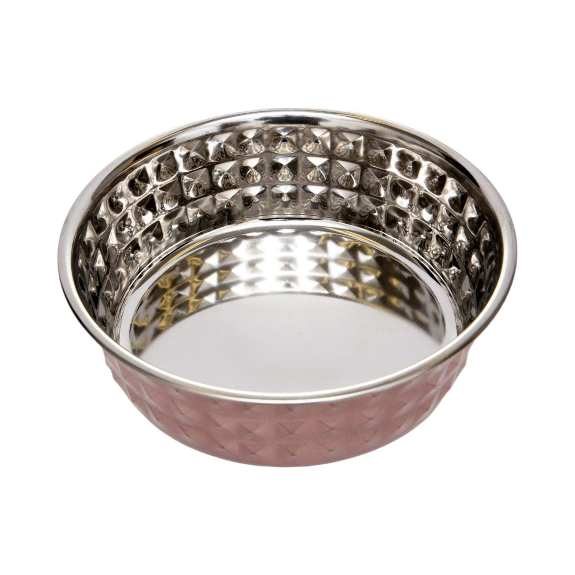 Country Living Set hammered rose quartz stainless steel dog bowl with 64oz capacity for extra large breeds