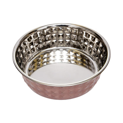 Country Living Set hammered rose quartz stainless steel dog bowl with 64oz capacity for extra large breeds
