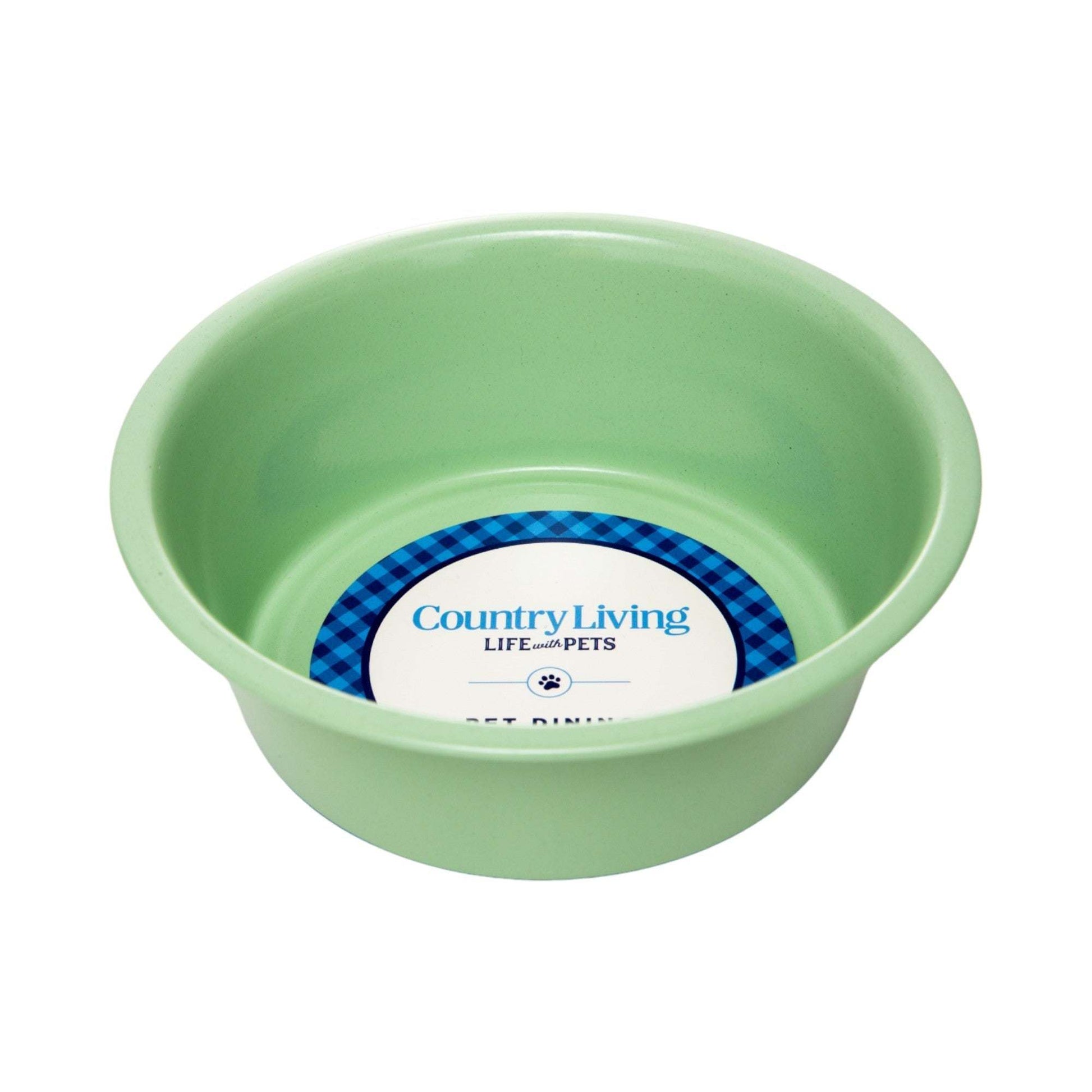Country Living Set of 2 Coated Stainless Steel Heavy Dog Bowls in green with non-slip silicone feet for medium to large breeds