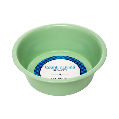Country Living Set of 2 Coated Stainless Steel Heavy Dog Bowls in green with non-slip silicone feet for medium to large breeds