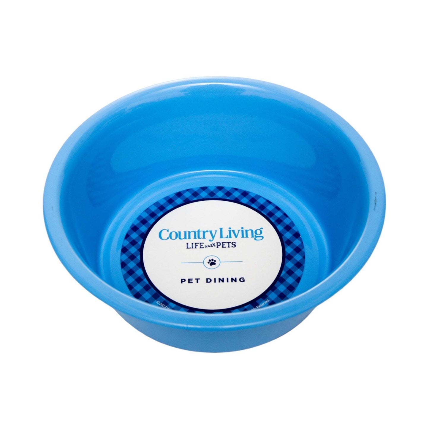 Country Living Set of 2 Coated Stainless Steel Heavy Dog Bowls in blue with non-slip silicone feet for medium to large dogs
