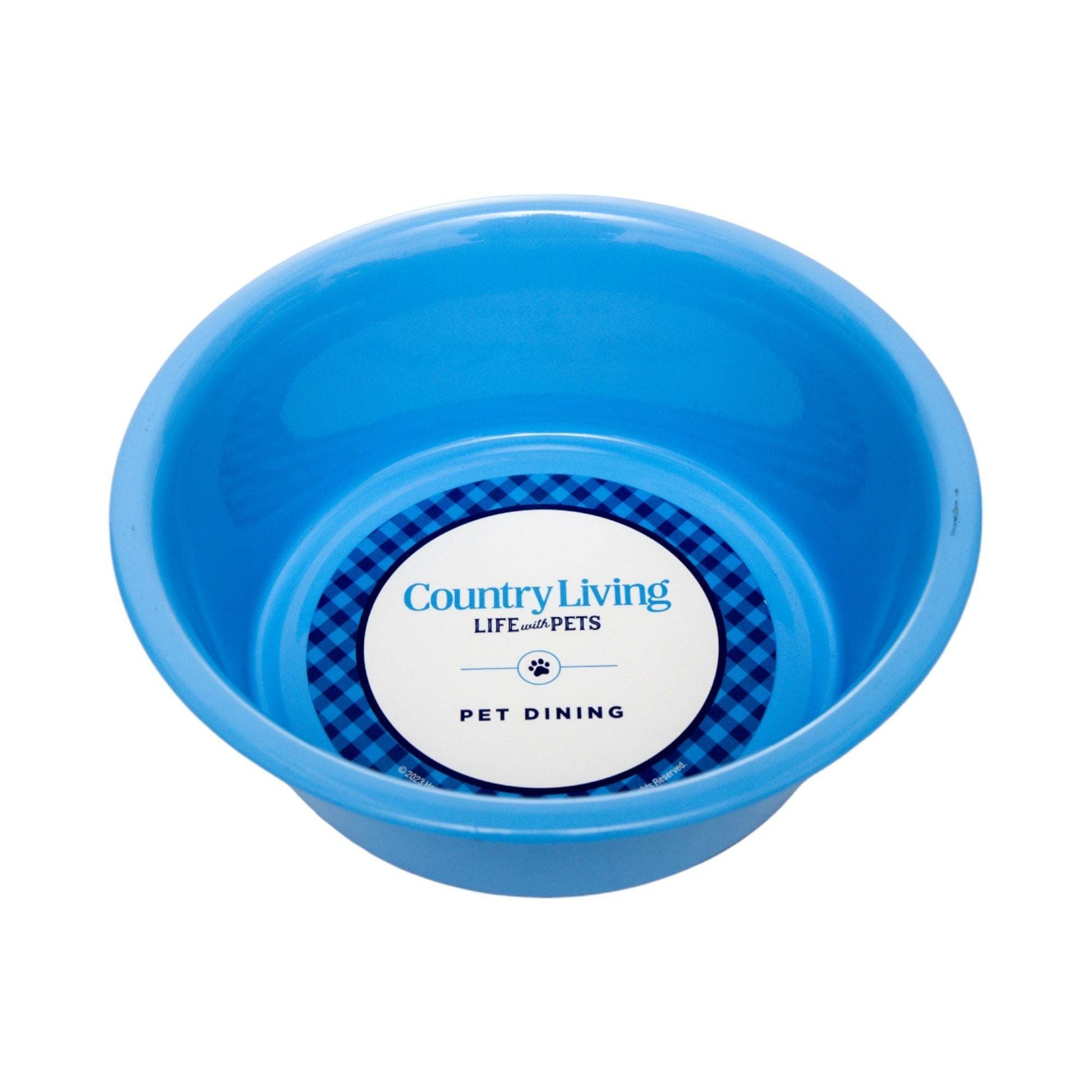 Country Living Set of 2 Coated Stainless Steel Heavy Dog Bowls in blue with non-slip silicone feet for medium to large dogs