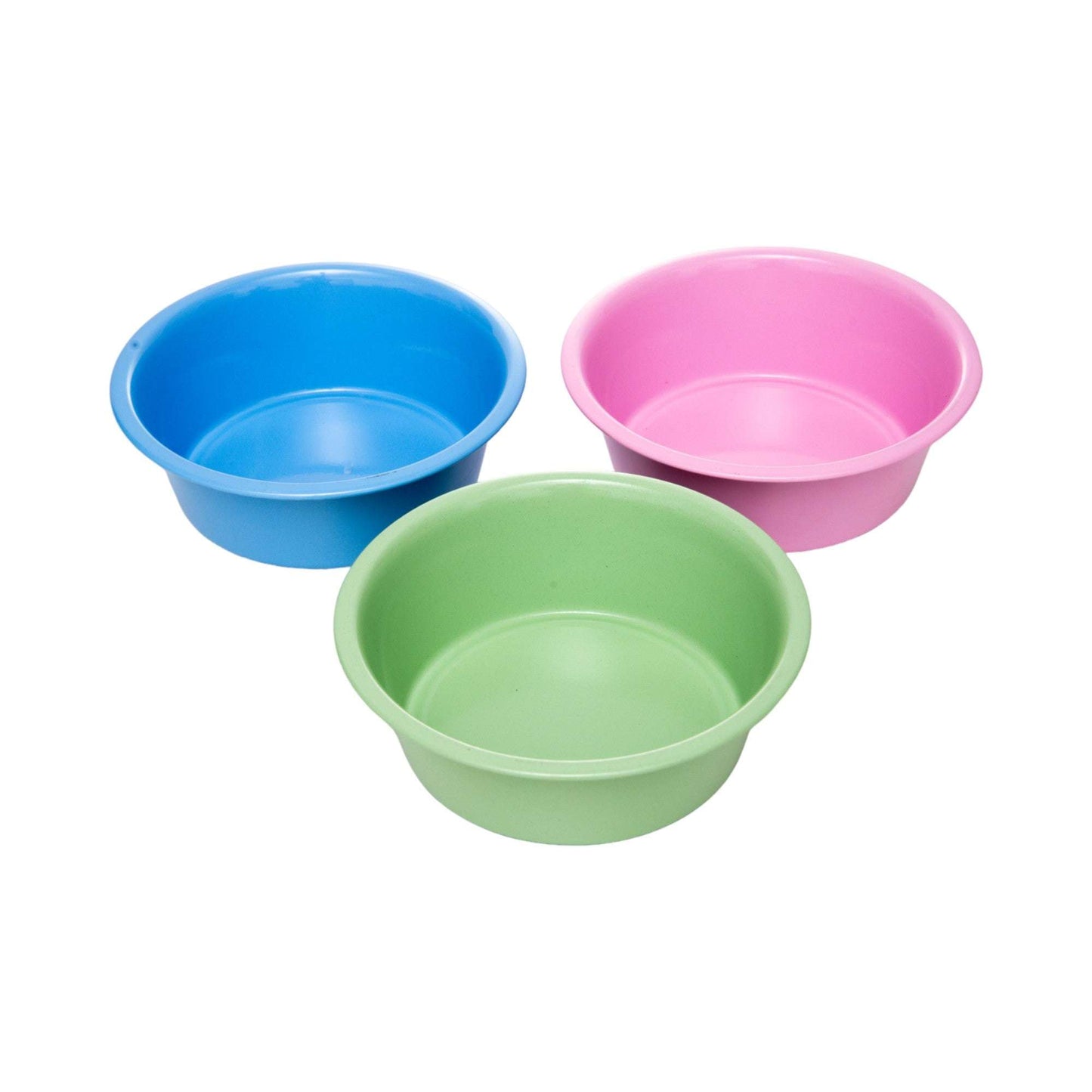 Country Living Set of 2 Coated Stainless Steel Heavy Dog Bowls in blue, pink, and green with non-slip silicone feet for medium to large breeds