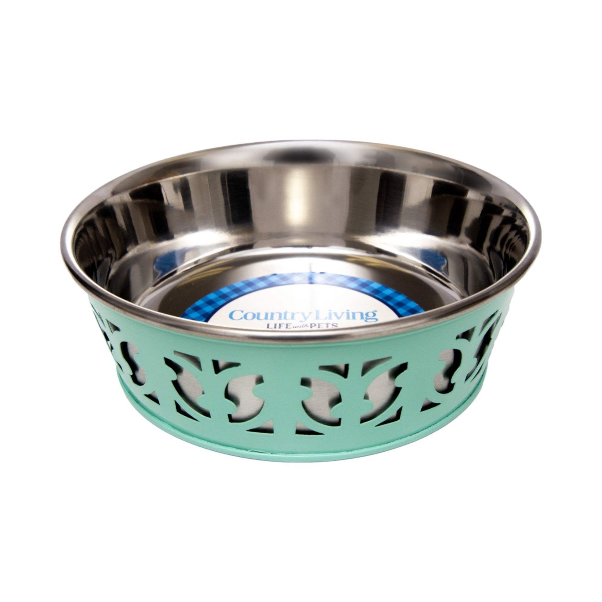 Country Living Set of 2 Stainless Steel Dog Bowls – Farmhouse Style