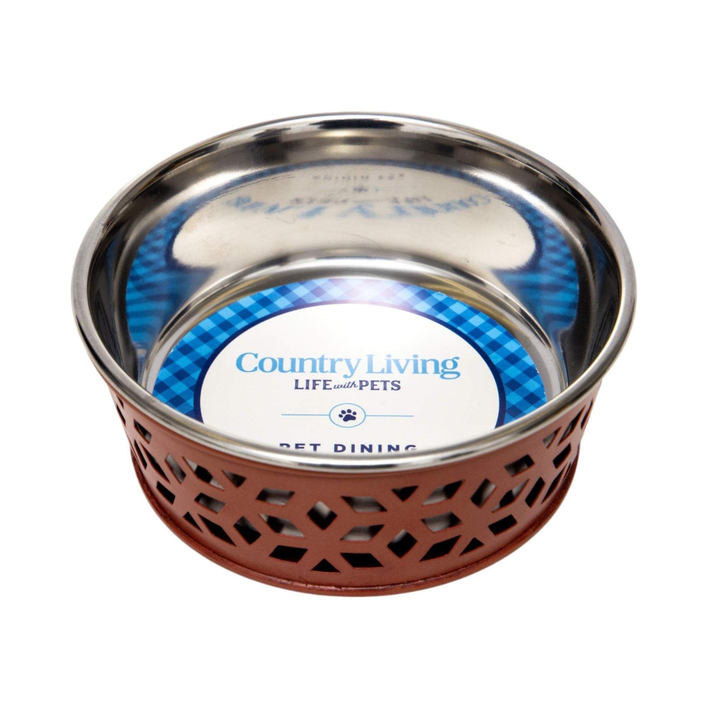 Country Living Set of 2 Stainless Steel Dog Bowls – Farmhouse Style